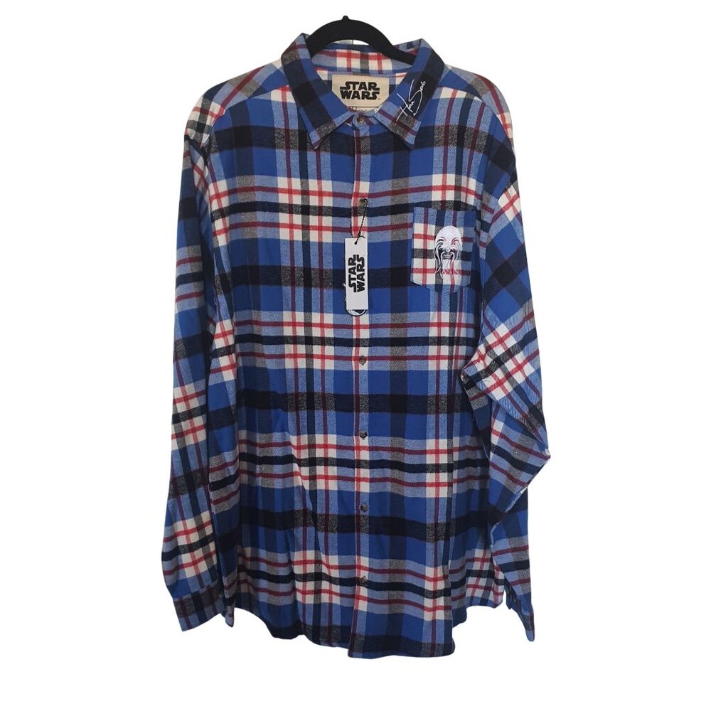 Cakeworthy Star Wars Han Solo Flannel Blue Plaid Never‎ Tell Me The Odds 4XL New